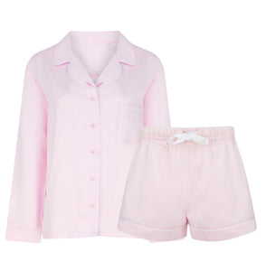 Personalised Satin Luxe Long/Short Pyjama Set in Pink Personalise Direct