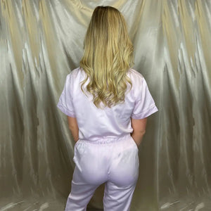 Personalised Satin Luxe Short/Long Pyjama Set in Pink Personalise Direct