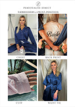 Load image into Gallery viewer, Personalised Satin Luxe Short Pyjama Set in Navy Personalise Direct