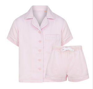 Personalised Satin Luxe Short Pyjama Set in Pink Personalise Direct