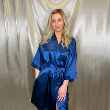 Load image into Gallery viewer, Personalised Satin Robe - Navy Personalise Direct