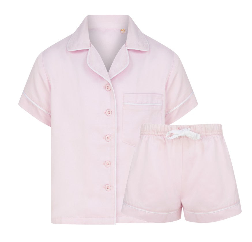 Pink Mini Personalised Satin Luxe Short Pyjama Set Personalise Direct